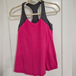 LULULEMON Inner Strength Tank in Bright Pink and Static Coal Grey